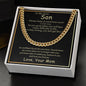 Message Card and Cuban Link Chain Gift for Son, Message Gift for Son Birthday, Graduation, Special Occasion
