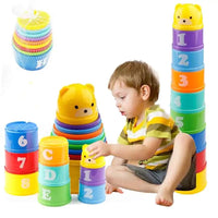 Load image into Gallery viewer, 8PCS Educational Baby Toys 6Month Figures Letters Foldind Stack Cup Tower
