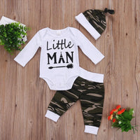 Load image into Gallery viewer, 3Pcs Newborn Baby Boy Camo Tops Romper Pants
