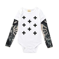 Load image into Gallery viewer, Baby Boys Romper Long Sleeve Tattoo Print
