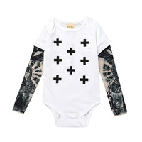 Load image into Gallery viewer, Baby Boys Romper Long Sleeve Tattoo Print
