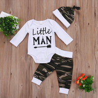 Load image into Gallery viewer, 3Pcs Newborn Baby Boy Camo Tops Romper Pants
