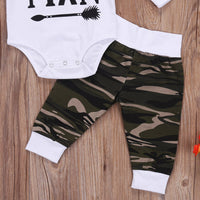 Load image into Gallery viewer, 3Pcs Newborn Baby Boy Camo Tops Romper Pants
