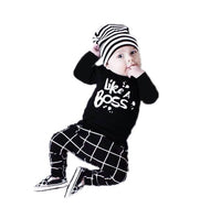 Load image into Gallery viewer, 2018 Autumn style Baby Boy Girl Clothes Newborn Long-sleeved Letter Like A Boss T-shirt+Pants 2 Pcs/Suit Infant Clothing Set
