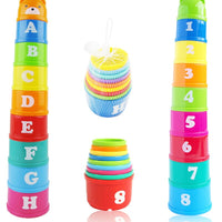 Load image into Gallery viewer, 8PCS Educational Baby Toys 6Month Figures Letters Foldind Stack Cup Tower
