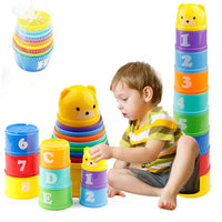 Load image into Gallery viewer, 8PCS Educational Baby Toys 6Month Figures Letters Foldind Stack Cup Tower
