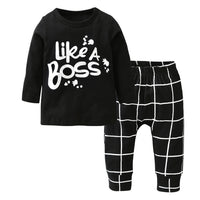 Load image into Gallery viewer, 2018 Autumn style Baby Boy Girl Clothes Newborn Long-sleeved Letter Like A Boss T-shirt+Pants 2 Pcs/Suit Infant Clothing Set

