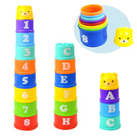Load image into Gallery viewer, 8PCS Educational Baby Toys 6Month Figures Letters Foldind Stack Cup Tower
